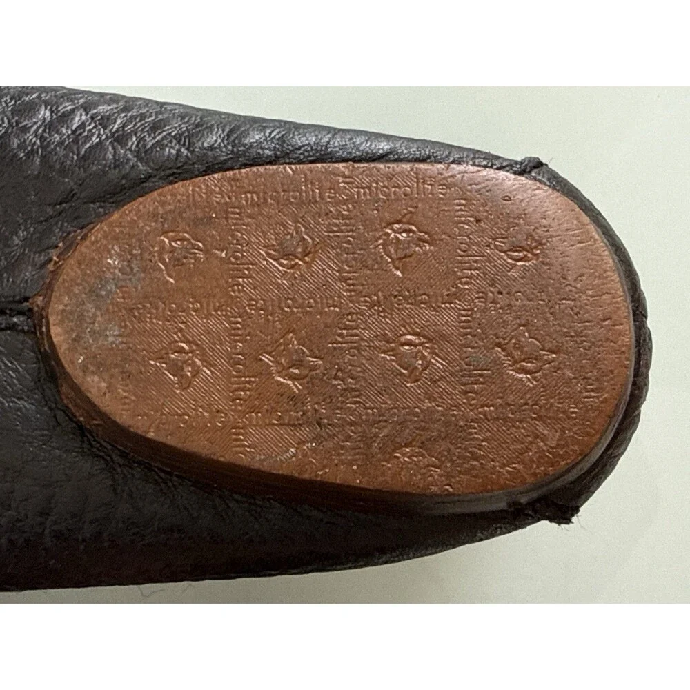✿ Tory Burch Black Leather Logo Ballet Flats Gold Plate Size 8M